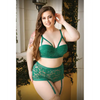 Curve Nadine Longline Contour Cup Bra High Waist Panty w/Removable Garters Emerald 1X/2X - Lingerie - Plus/Queen