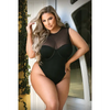 Curve Raven High Neck Bodysuit w/Snap Crotch Black 1X/2X - Lingerie - Plus/Queen - Packaged