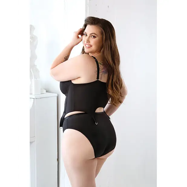 Curve Sloan Cropped Bustier Top & Panty Black 3X/4X - Lingerie - Plus/Queen - Packaged