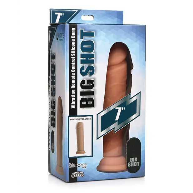 Curve Toys Big Shot 7’’ Vibrating 21X Silicone Dildo w/out Balls w/Remote - Light - Dongs & Dildos
