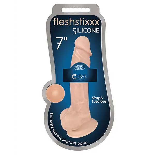 Curve Toys Fleshstixxx 7’’ Dong w/Balls - Flesh - Dongs & Dildos