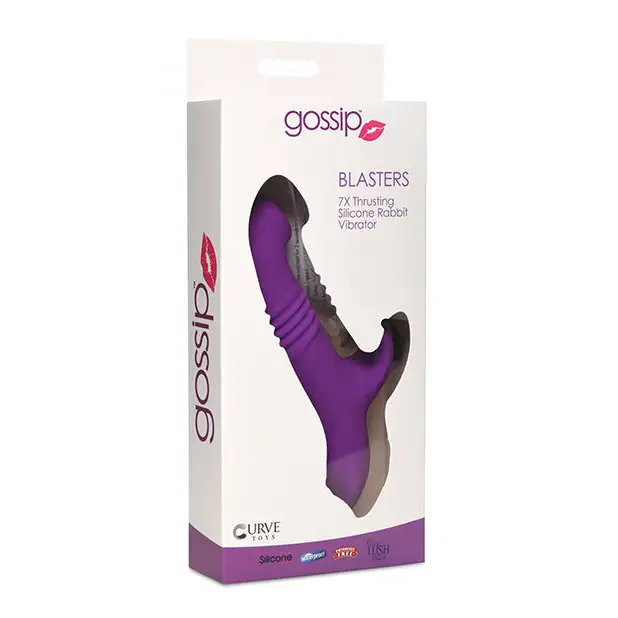 Curve Toys Gossip Blasters 7X Thrusting Silicone Rabbit Vibrator - Violet - Vibrators