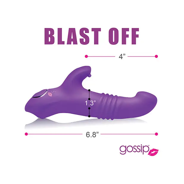 Curve Toys Gossip Blasters 7X Thrusting Silicone Rabbit Vibrator - Violet - Vibrators