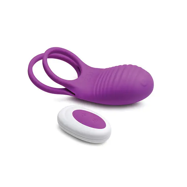 Curve Toys Gossip Love Loops 10X Silicone Cock Ring w/Remote - Violet - Penis Enhancement