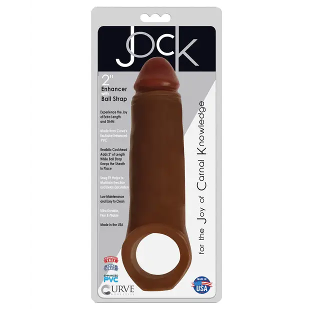 Curve Toys Jock Enhancer 2’’ Extender w/Ball Strap - Chocolate - Penis Enhancement
