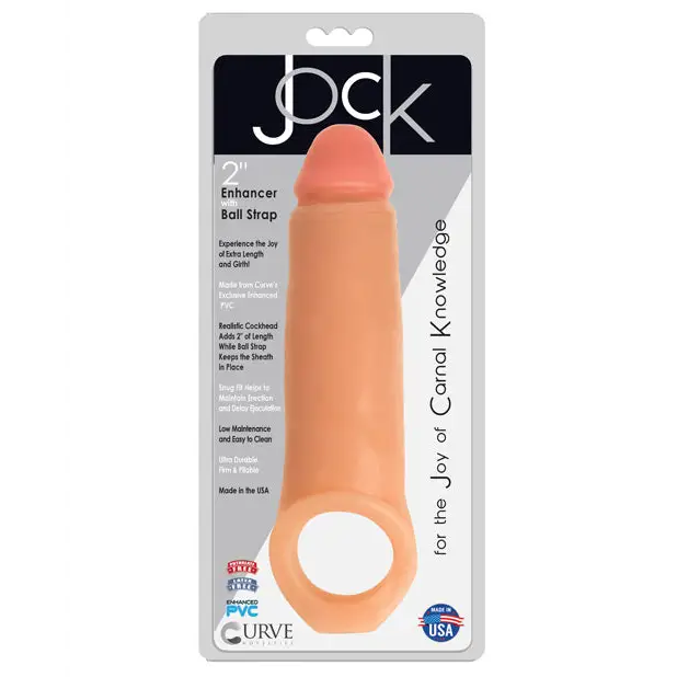 Curve Toys Jock Enhancer 2’’ Extender w/Ball Strap - Vanilla - Penis Enhancement