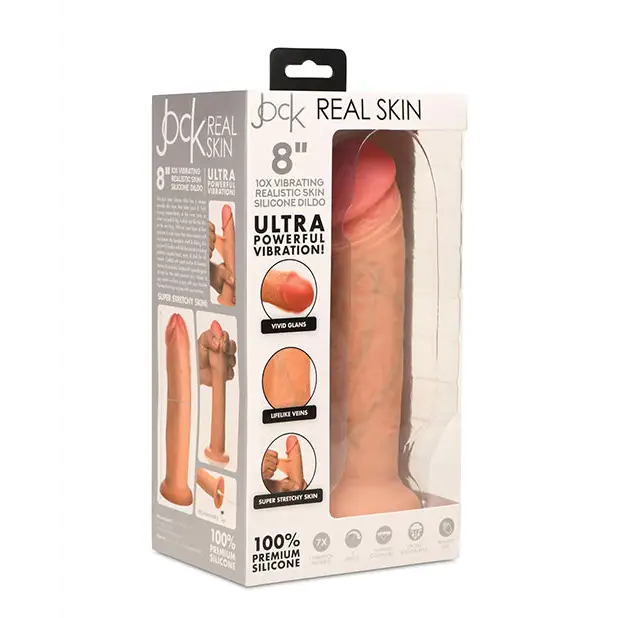 Curve Toys Jock Real Skin Silicone 8’’ Vibrating Dildo - Dongs & Dildos