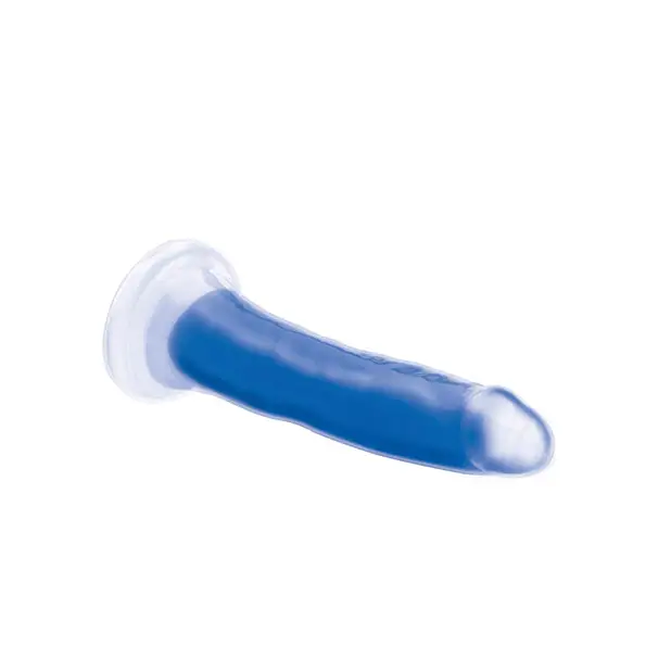 Curve Toys Lollicock 7’’ Glow In The Dark Silicone Dildo - Blue - Dongs & Dildos
