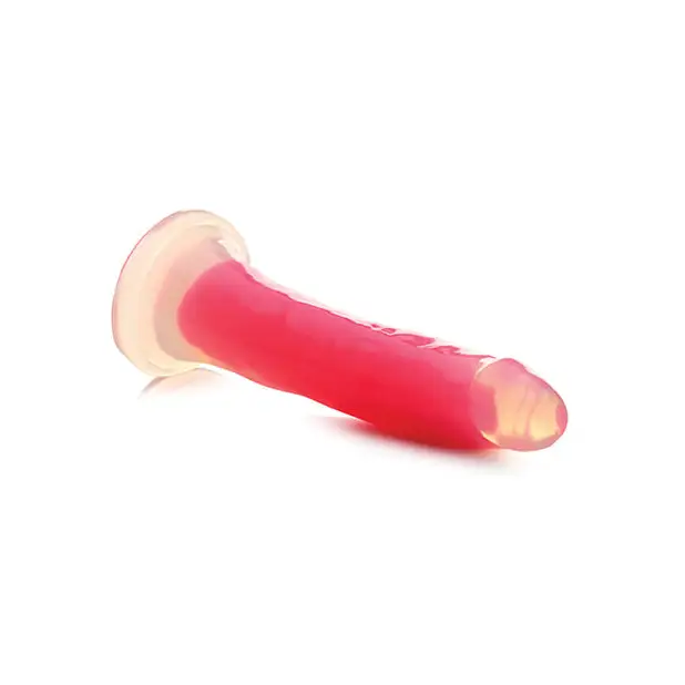 Curve Toys Lollicock 7’’ Glow In The Dark Silicone Dildo - Pink - Dongs & Dildos