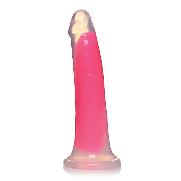 Curve Toys Lollicock 7’’ Glow In The Dark Silicone Dildo - Pink - Dongs & Dildos