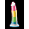 Curve Toys Lollicock 7’’ Glow In The Dark Silicone Dildo - Rainbow - Dongs & Dildos