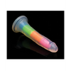 Curve Toys Lollicock 7’’ Glow In The Dark Silicone Dildo - Rainbow - Dongs & Dildos