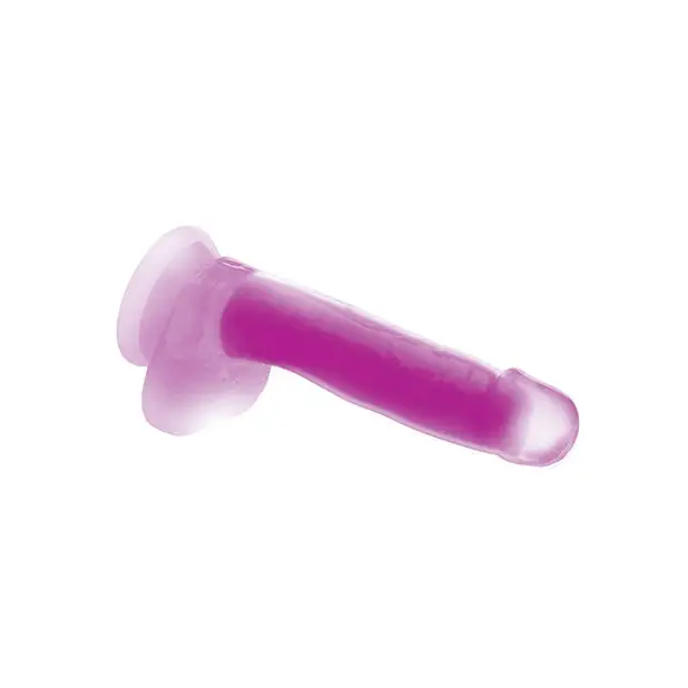 Curve Toys Lollicock 7’’ Glow In The Dark Silicone Dildo w/Balls - Purple - Dongs & Dildos