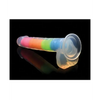 Curve Toys Lollicock 7’’ Glow In The Dark Silicone Dildo w/Balls - Rainbow - Dongs & Dildos