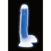 Curve Toys Lollicock 7’’ Glow In The Dark Silicone Dildo w/Balls - Blue - Dongs & Dildos