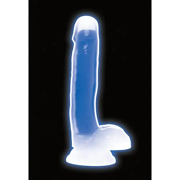 Curve Toys Lollicock 7’’ Glow In The Dark Silicone Dildo w/Balls - Blue - Dongs & Dildos
