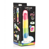 Curve Toys Lollicock 7’’ Glow In The Dark Silicone Dildo w/Balls - Rainbow - Dongs & Dildos