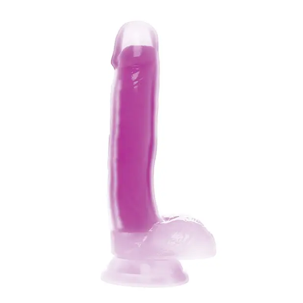 Curve Toys Lollicock 7’’ Glow In The Dark Silicone Dildo w/Balls - Purple - Dongs & Dildos