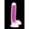 Curve Toys Lollicock 7’’ Glow In The Dark Silicone Dildo w/Balls - Purple - Dongs & Dildos