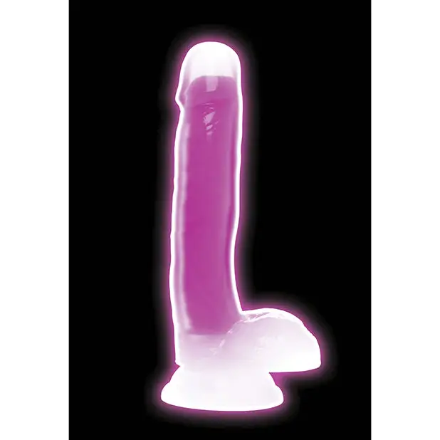 Curve Toys Lollicock 7’’ Glow In The Dark Silicone Dildo w/Balls - Purple - Dongs & Dildos