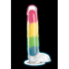 Curve Toys Lollicock 7’’ Glow In The Dark Silicone Dildo w/Balls - Rainbow - Dongs & Dildos
