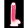Curve Toys Lollicock 7’’ Glow In The Dark Silicone Dildo w/Balls - Pink - Dongs & Dildos