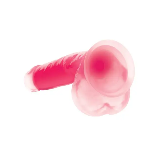 Curve Toys Lollicock 7’’ Glow In The Dark Silicone Dildo w/Balls - Pink - Dongs & Dildos