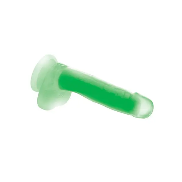 Curve Toys Lollicock 7’’ Glow In The Dark Silicone Dildo w/Balls - Green - Dongs & Dildos
