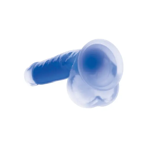Curve Toys Lollicock 7’’ Glow In The Dark Silicone Dildo w/Balls - Blue - Dongs & Dildos