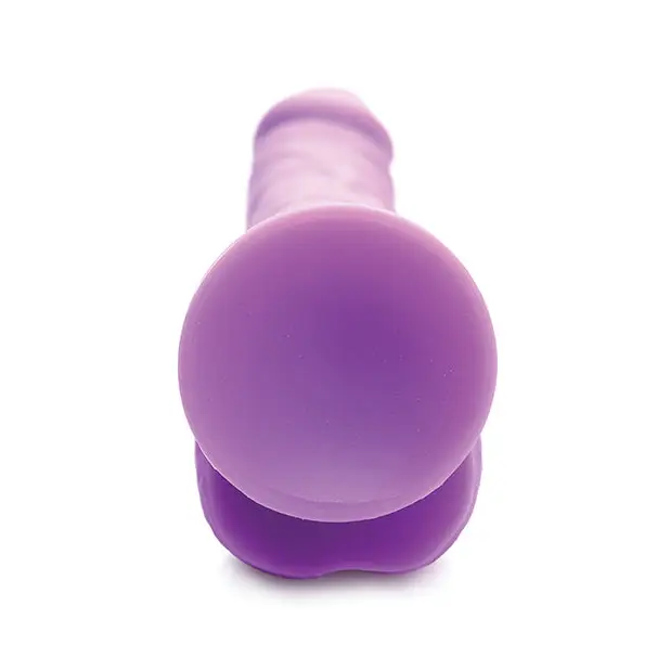Curve Toys Lollicock 7’’ Silicone Dildo w/Balls - Grape - Dongs & Dildos