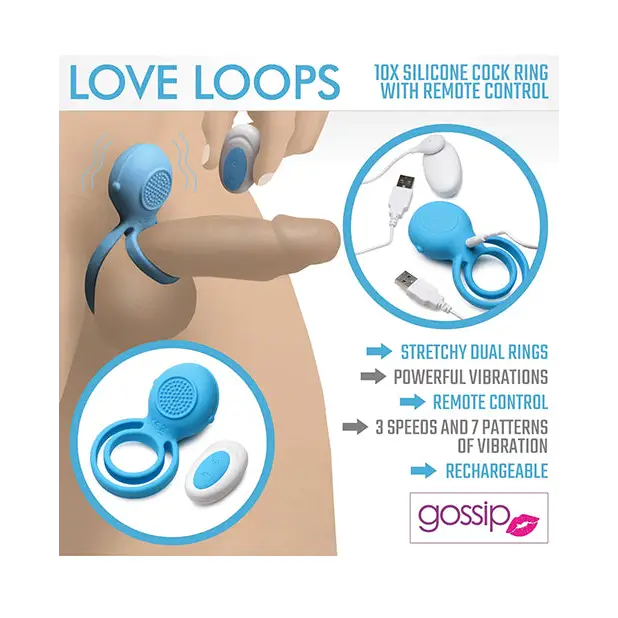 Curve Toys Love Loops Remote Controlled 10X Silicone Cock Ring