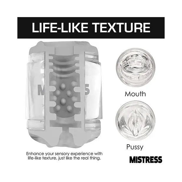 Curve Toys Mistress Double Shot Mini Masturbator Mouth & Pussy - Clear