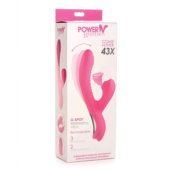 Curve Toys Power Bunnies Come Hither Suction Vibrator - Pink - Vibrators