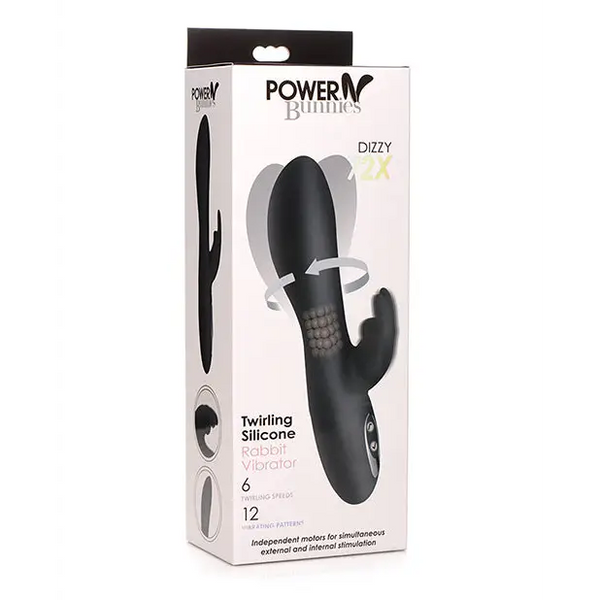 Curve Toys Power Bunnies Dizzy Rotating Vibrator w/Rotating Beads - Black - Vibrators