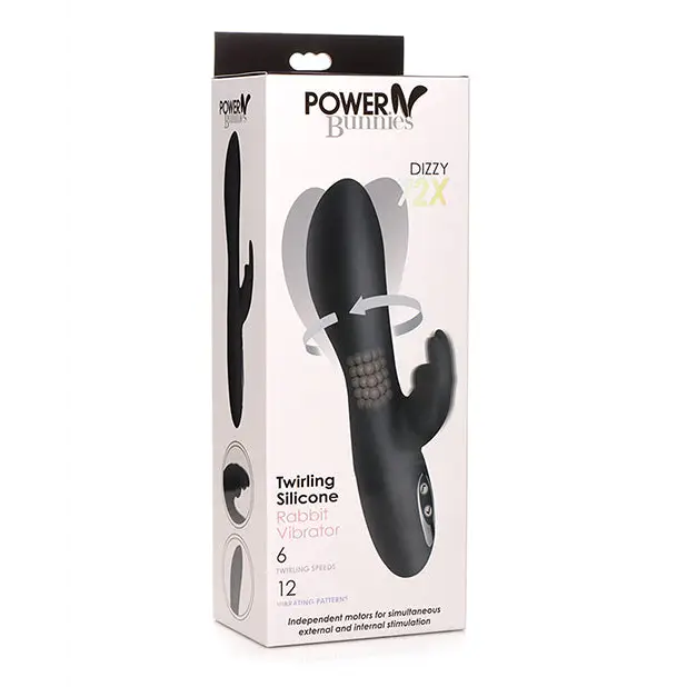 Curve Toys Power Bunnies Dizzy Rotating Vibrator w/Rotating Beads - Black - Vibrators