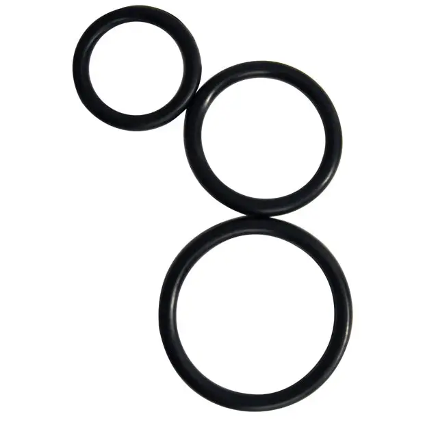 Curve Toys Rooster Set of 3 Control Rings - Black - Penis Enhancement