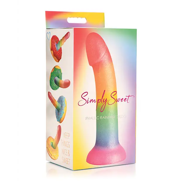 Curve Toys Simply Sweet 6.5’’ Phallic Rainbow Dildo - Dongs & Dildos