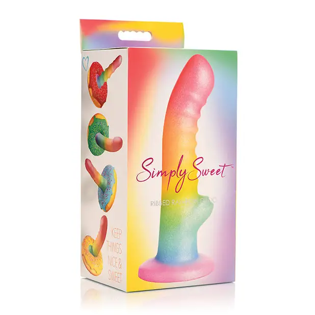 Curve Toys Simply Sweet 6.5’’ Ribbed Rainbow Dildo - Dongs & Dildos