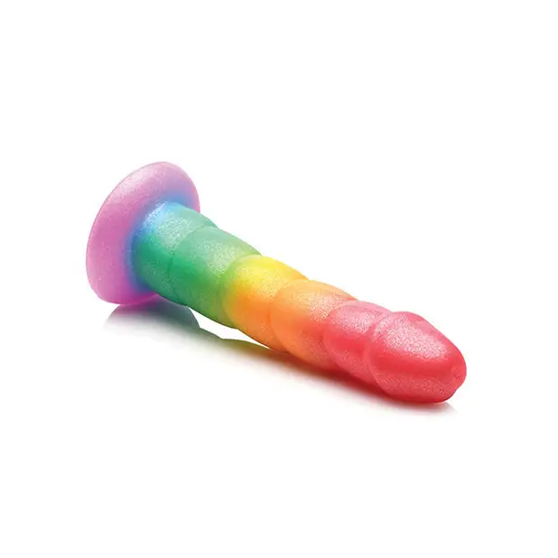 Curve Toys Simply Sweet 6.5’’ Swirl Rainbow Dildo - Dongs & Dildos