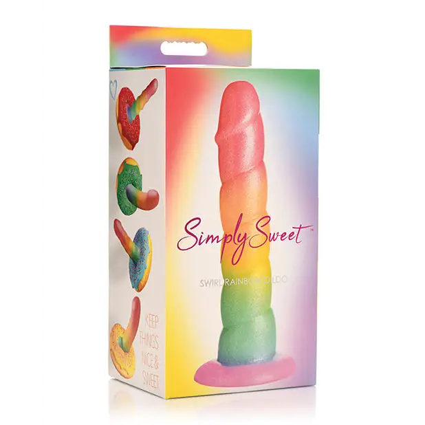Curve Toys Simply Sweet 6.5’’ Swirl Rainbow Dildo - Dongs & Dildos