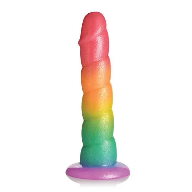 Curve Toys Simply Sweet 6.5’’ Swirl Rainbow Dildo - Dongs & Dildos