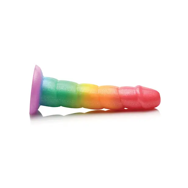 Curve Toys Simply Sweet 6.5’’ Swirl Rainbow Dildo - Dongs & Dildos