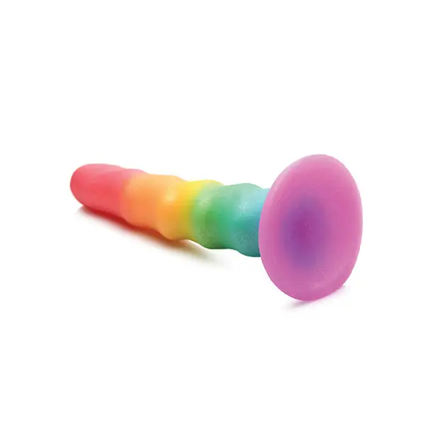 Curve Toys Simply Sweet 6.5’’ Zigzag Rainbow Dildo - Dongs & Dildos