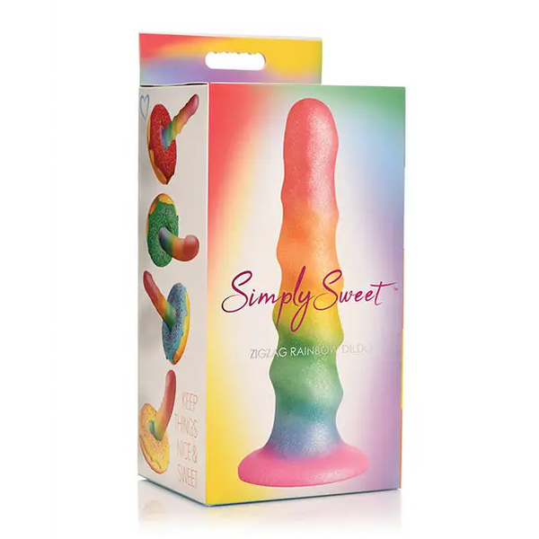 Curve Toys Simply Sweet 6.5’’ Zigzag Rainbow Dildo - Dongs & Dildos