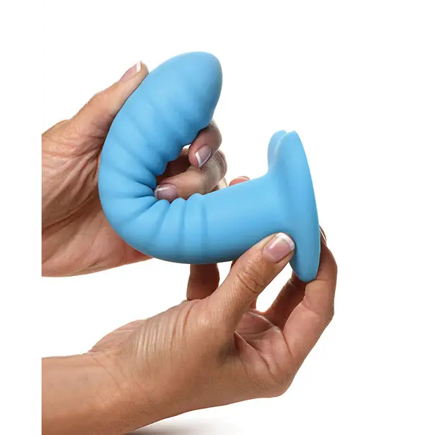 Curve Toys Simply Sweet 7’’ Ribbed Silicone Dildo - Blue - Dongs & Dildos