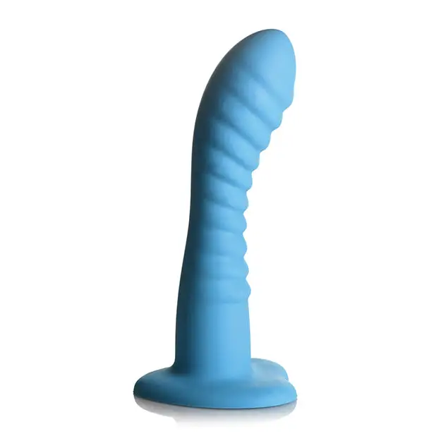 Curve Toys Simply Sweet 7’’ Ribbed Silicone Dildo - Blue - Dongs & Dildos