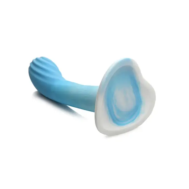 Curve Toys Simply Sweet 7’’ Rippled Silicone Dildo - Blue/White - Dongs & Dildos