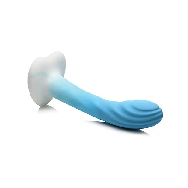 Curve Toys Simply Sweet 7’’ Rippled Silicone Dildo - Blue/White - Dongs & Dildos
