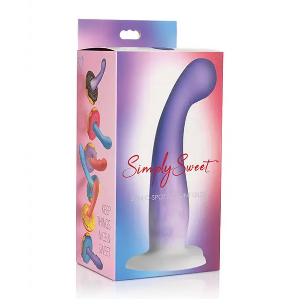 Curve Toys Simply Sweet 7’’ Slim G Spot Silicone Dildo - Purple/White - Dongs & Dildos
