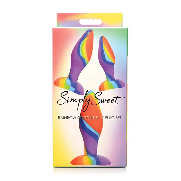 Curve Toys Simply Sweet Rainbow Silicone Butt Plug Set - Anal Products